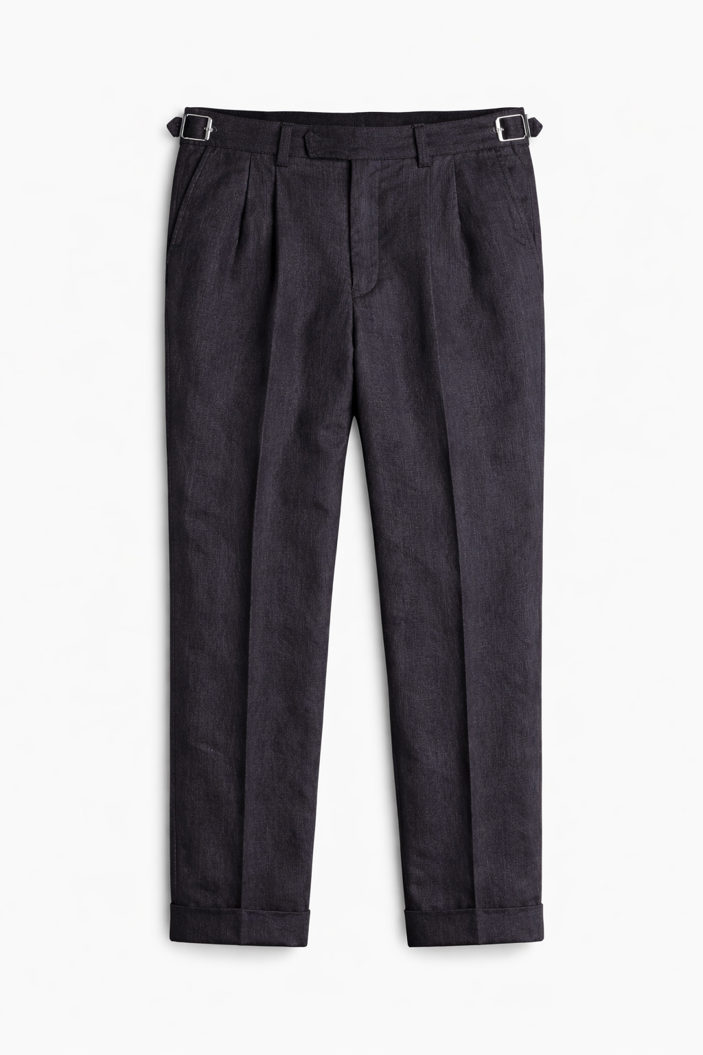 Black Linen Trouser with Side Adjuster tab