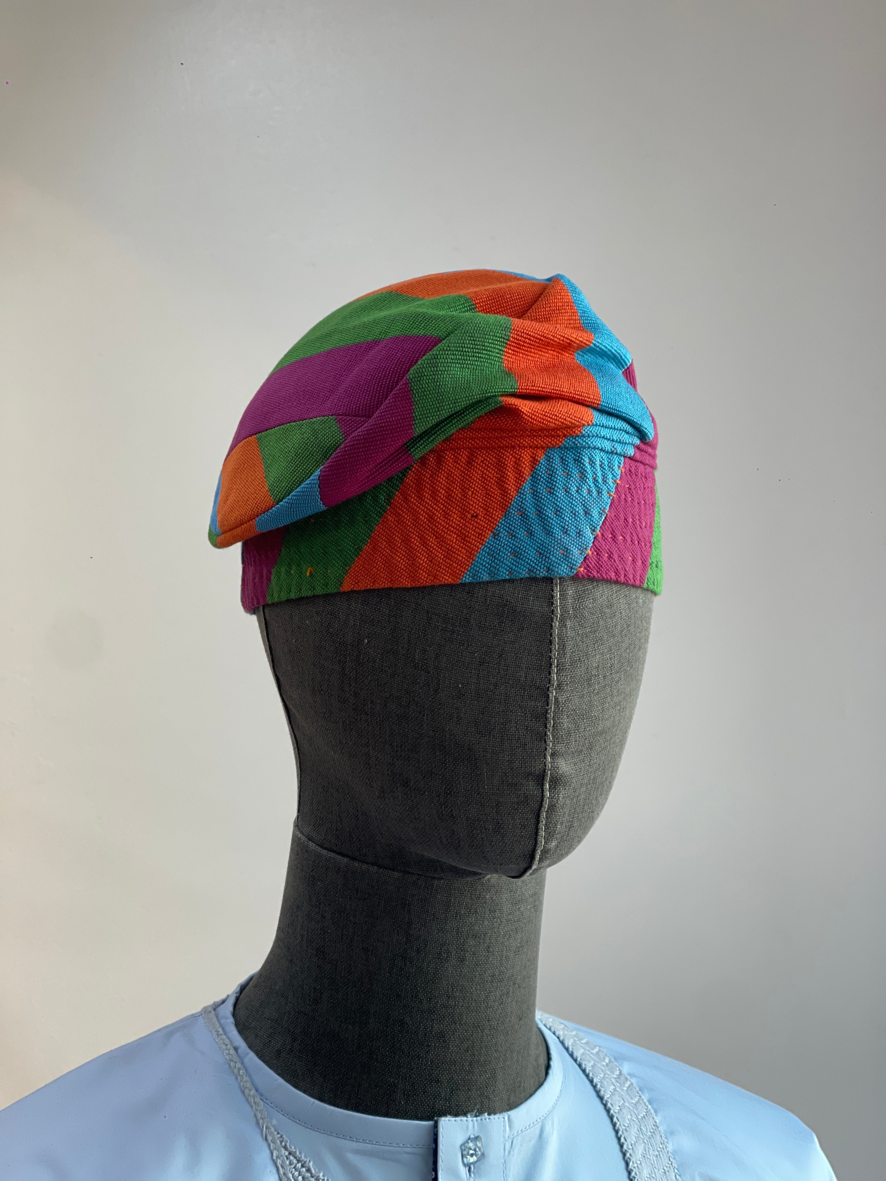 Multicolour Striped Aso-Oke Yorùbá Cap