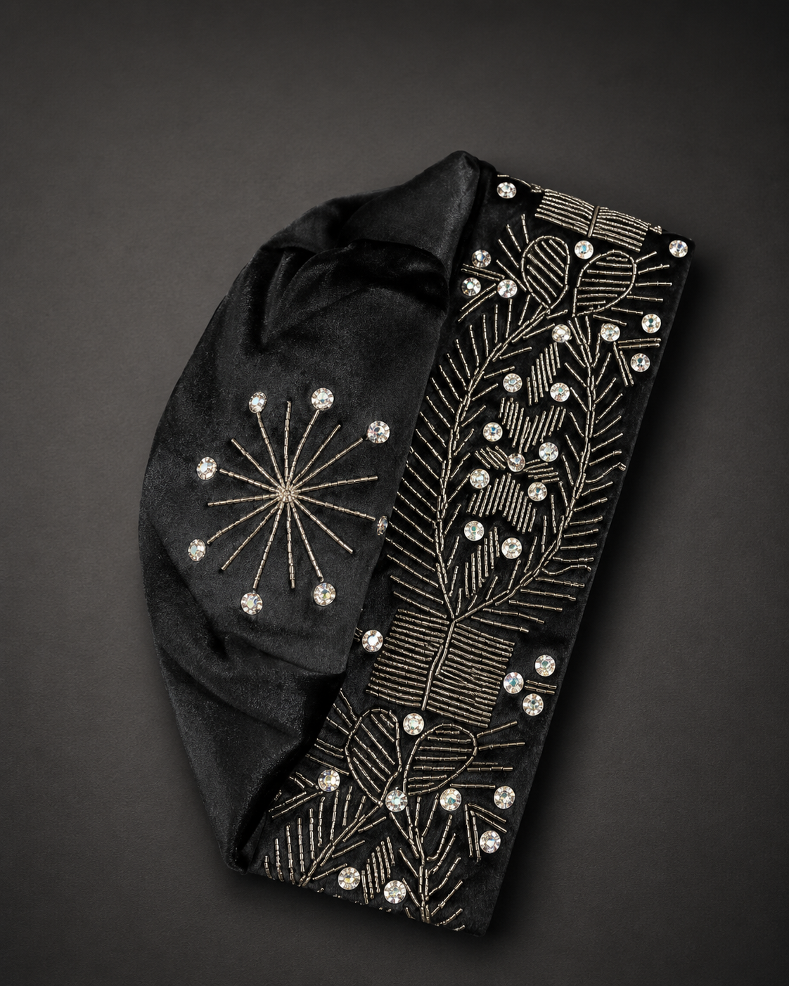 ÀKÓGUN Black & silver Beaded Yorùbá Cap