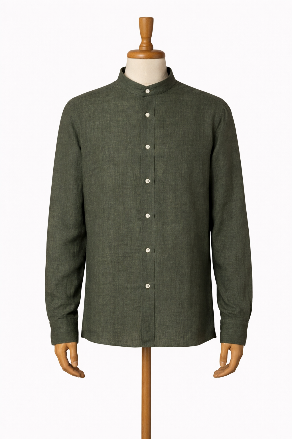 Green Linen Grandad Shirt