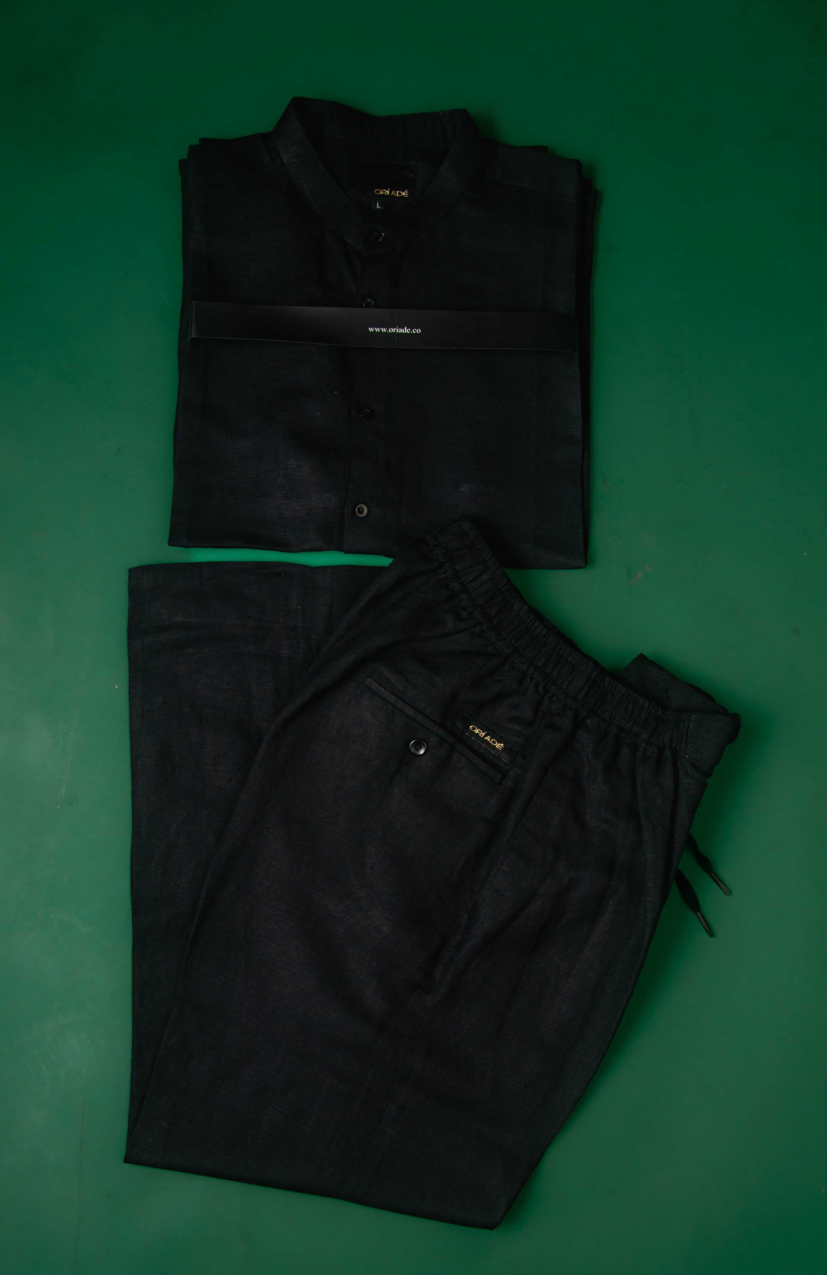 Black Drawstring Linen pant