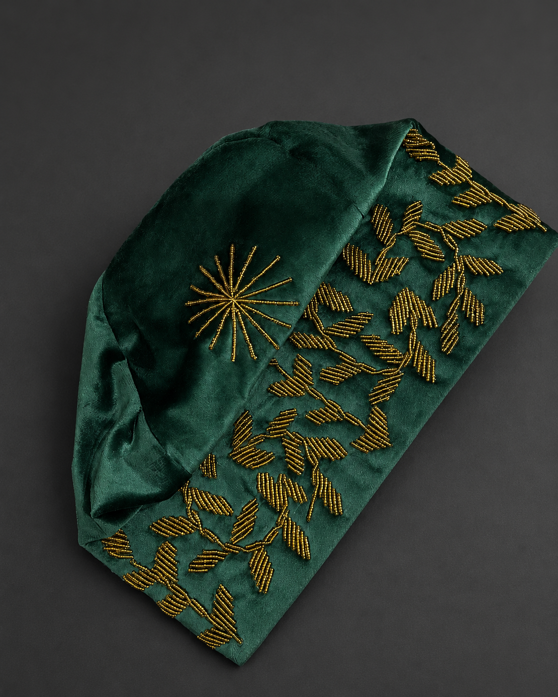 ÀKÓGUN Green & gold Beaded Yorùbá Cap