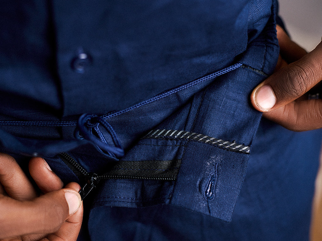 Orí Adé Navy Blue Linen Set – Mandarin Shirt & Drawstring Trousers