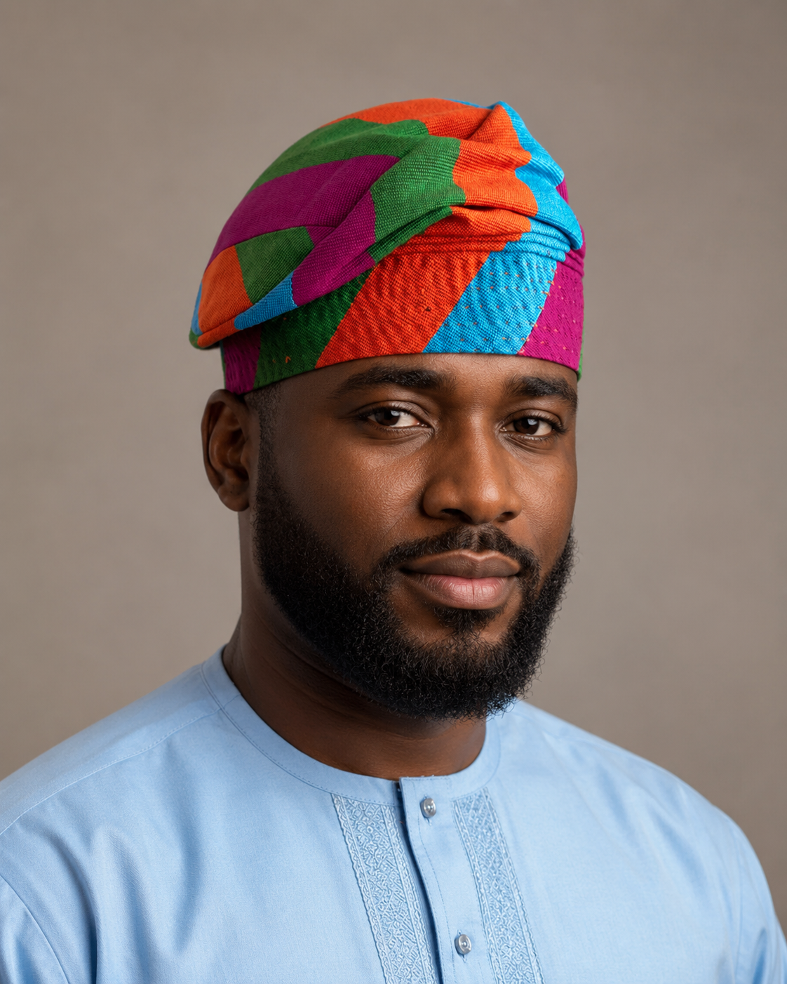 Multicolour Striped Aso-Oke Yorùbá Cap