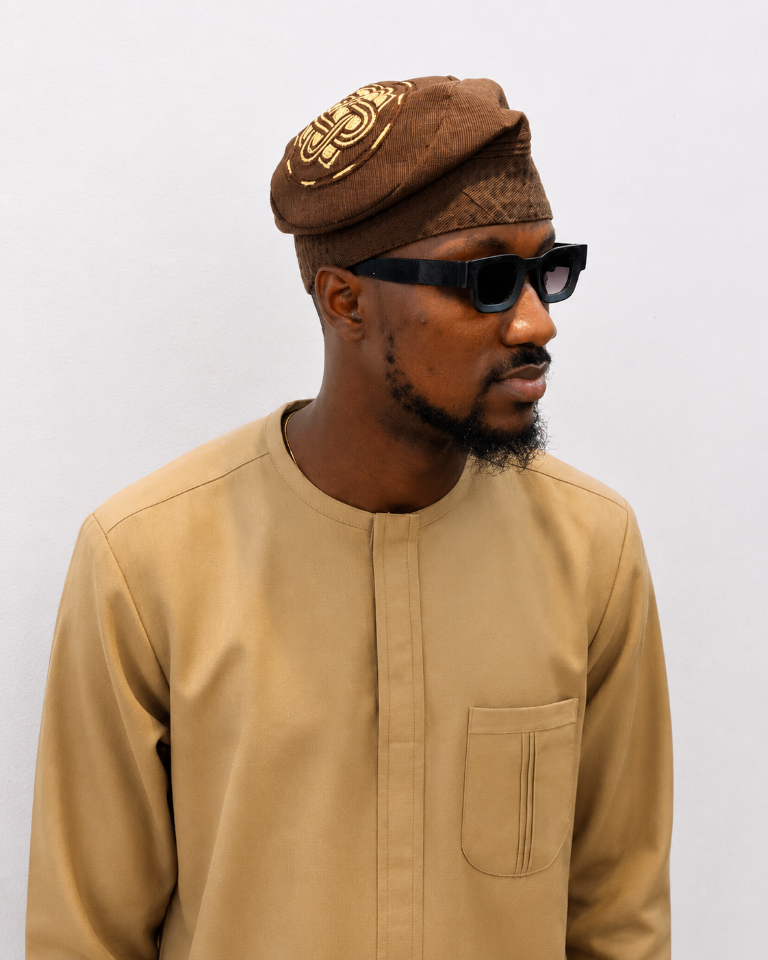 Orí Adé Signature Yoruba Cap with Hand-Embroidered Heritage Knot