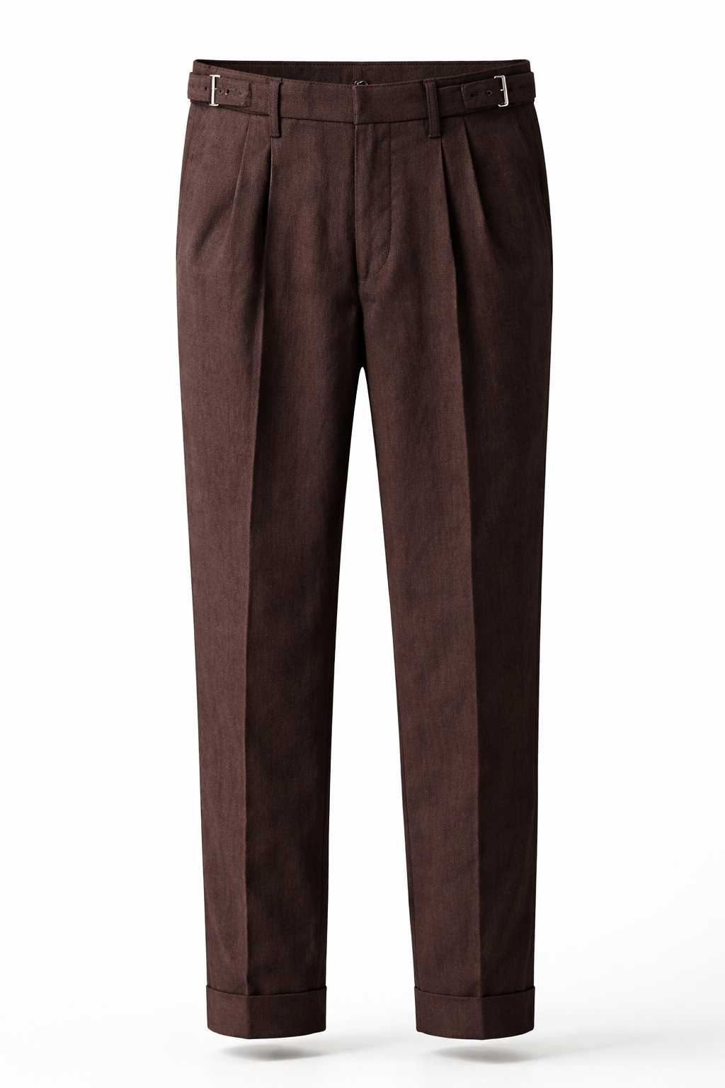 Brown linen trouser with side  Adjuster tab