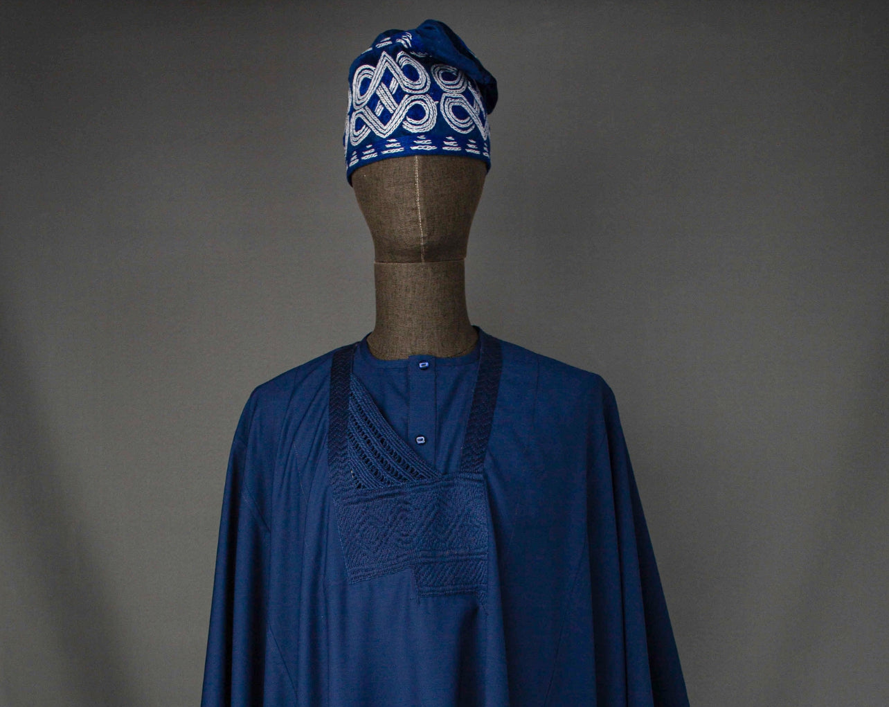 Navy Blue “Takwa Bay” Jakan Agbada – Ocean-Inspired 3-Piece