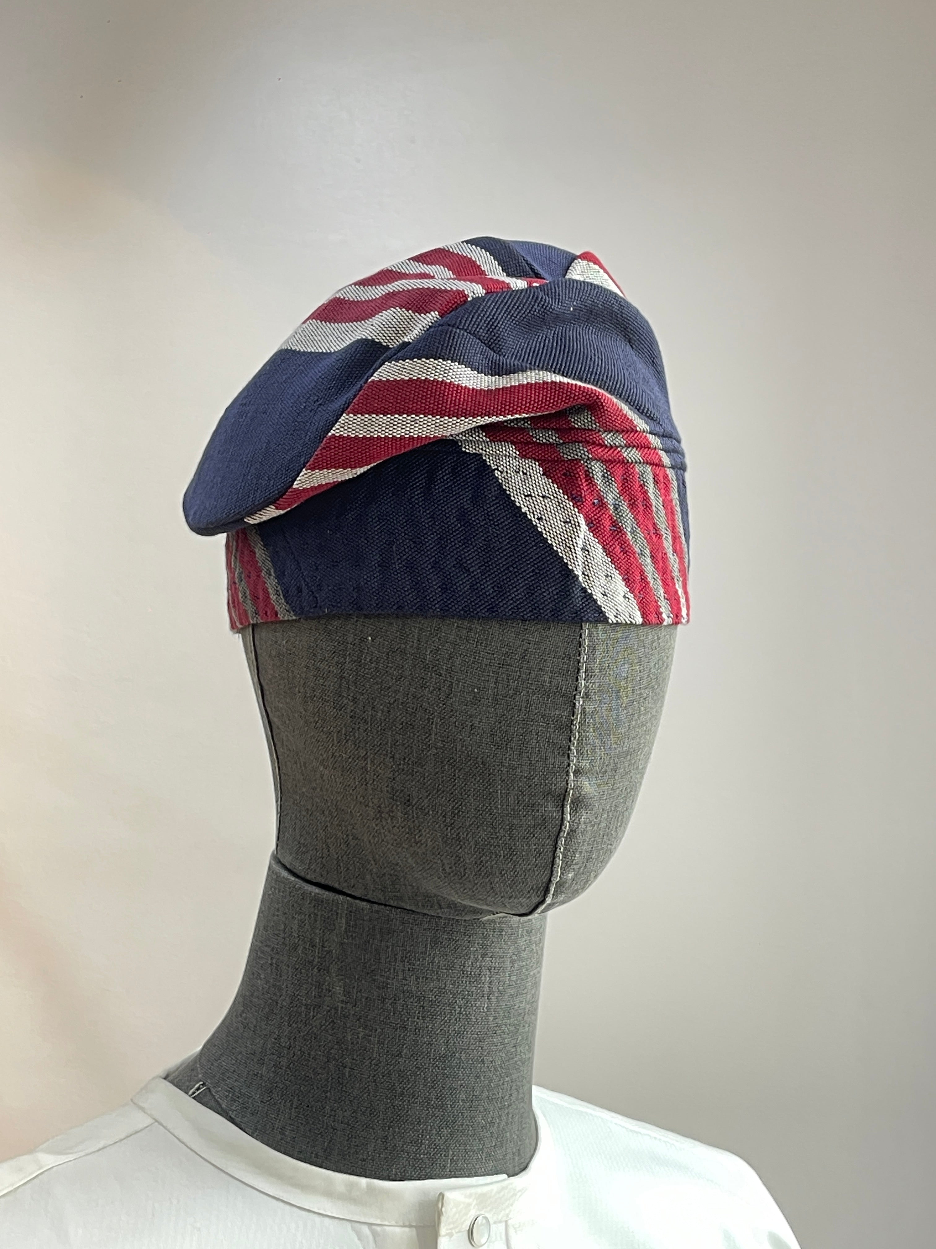 Blue Stripe Aso-Oke Fila Cap