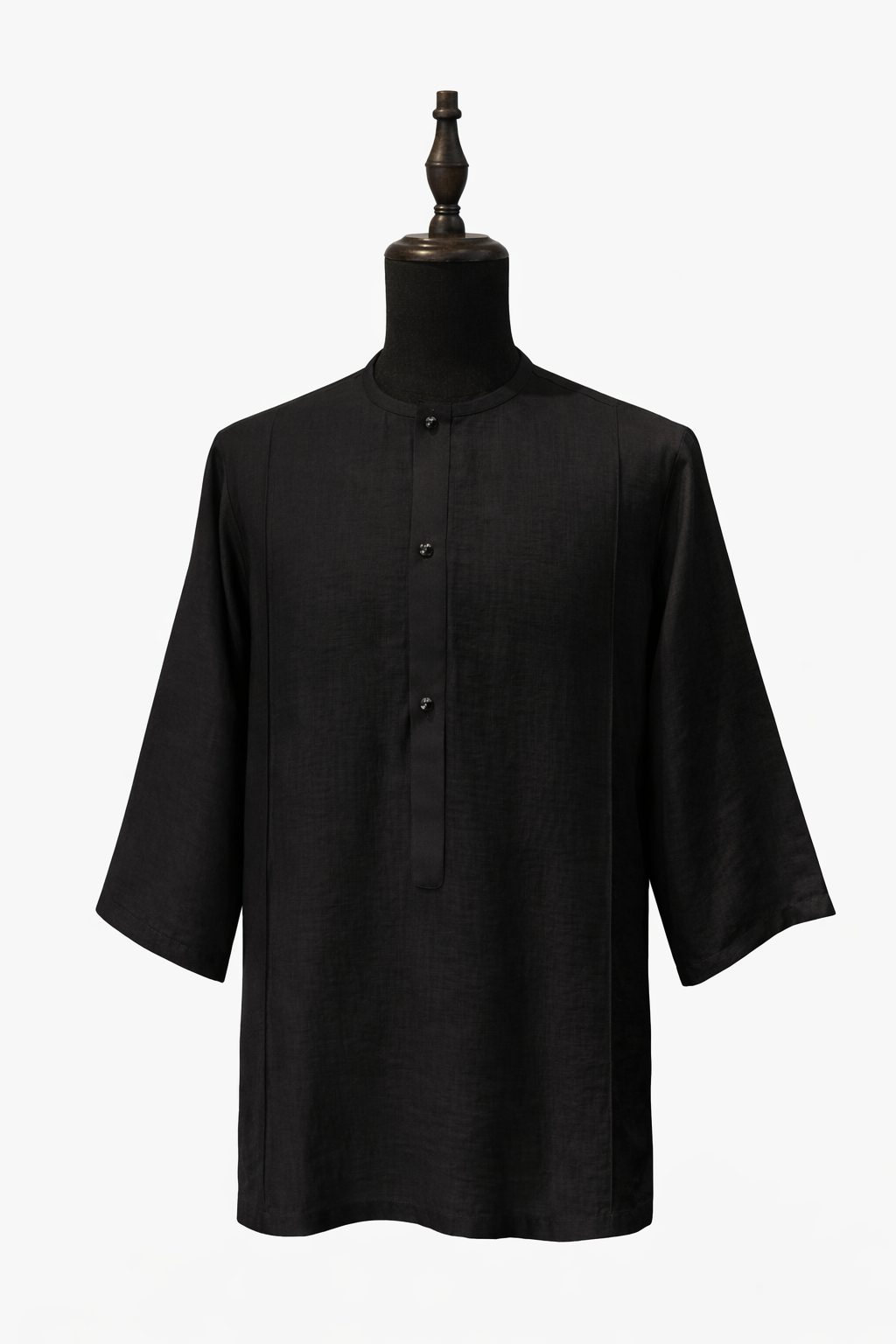 Orí Adé Black Linen Shirt with Swarovski Crystal Buttons
