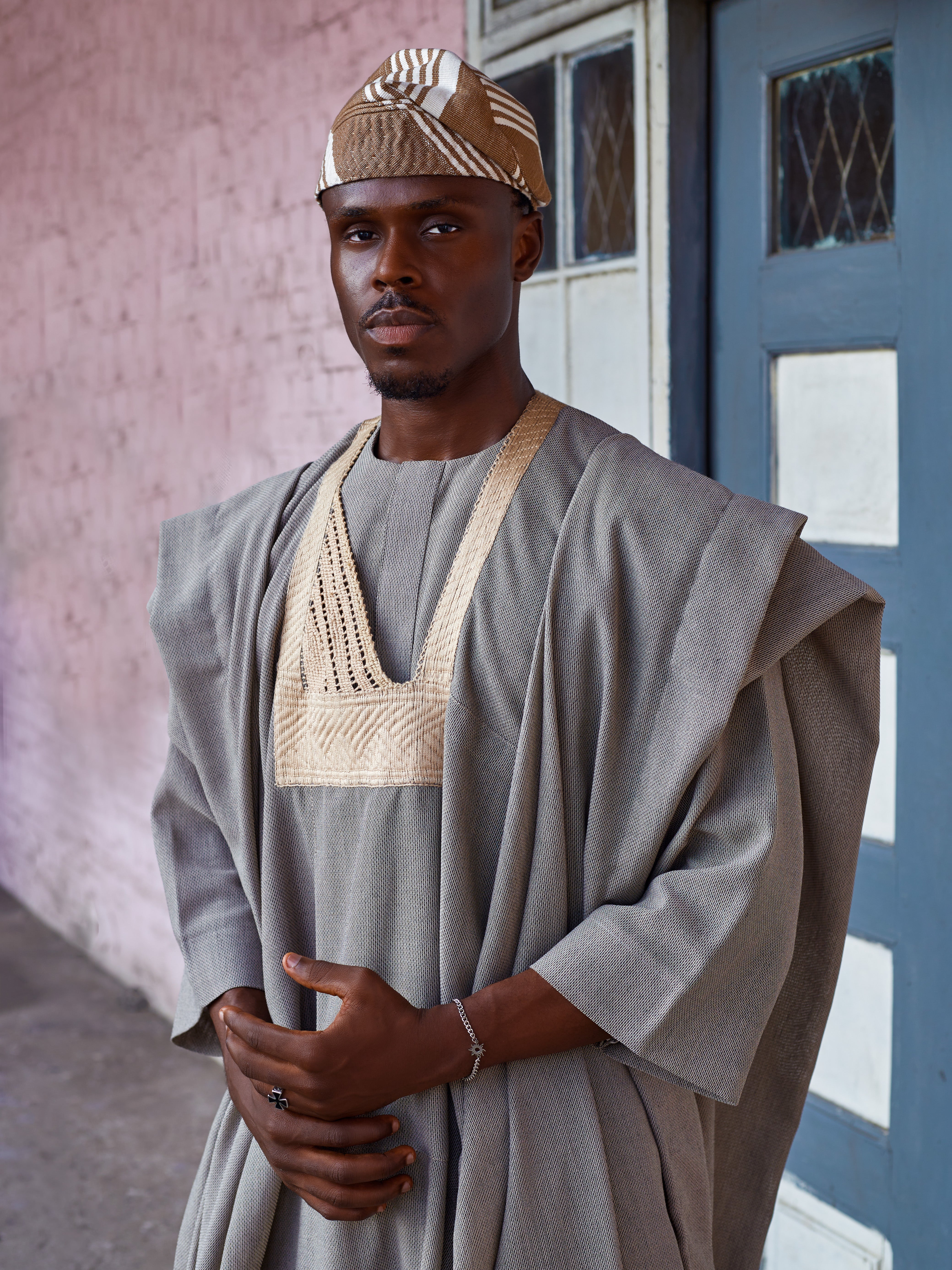 Yoruba Man in Agbada Jakan With matching Sanyan Cap 